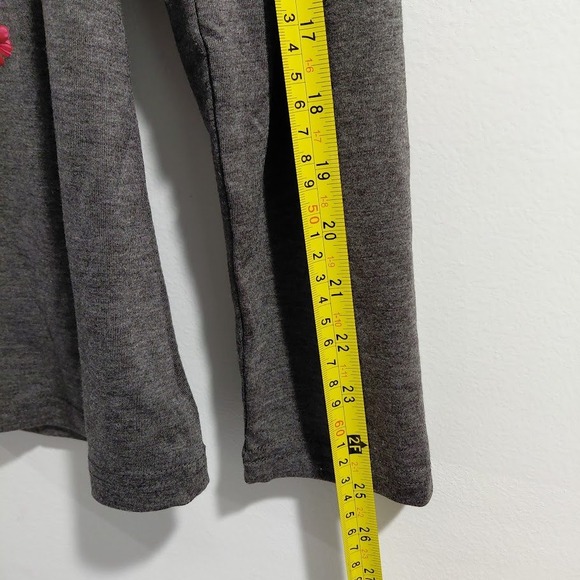 Flamingals Women's Long Sleeve Dark Gray Floral Print T Shirt Top Size L - Picture 8 of 9